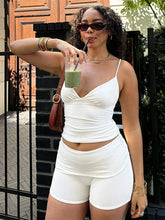 BXOXO Simple 2 Piece Set Women Low-Neck Backless Tank Tops+Skinny Peach Hip Shorts Thin Street Fashion Classic Casual Outfits